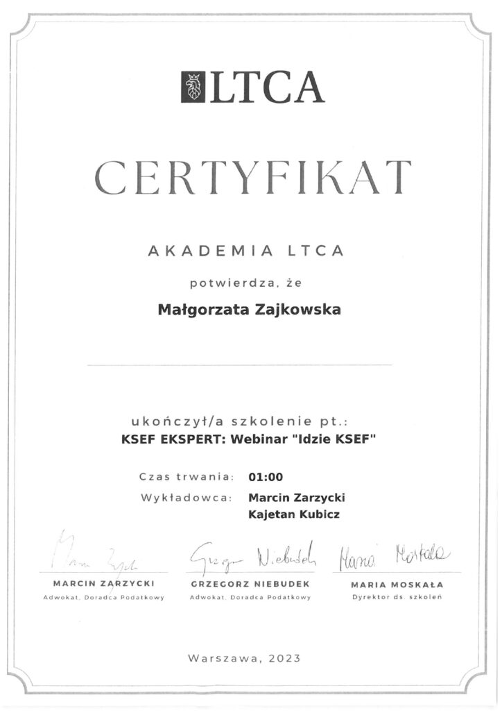 Certyfikat KSEF Ekspert: Webinar "Idzie KSEF"